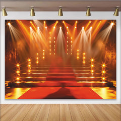 Lofaris Luxuriöser Roter-Teppich-Gala-Bühnenhintergrund mit hellen Scheinwerfern, elegante Fotokulisse für glamouröse Events