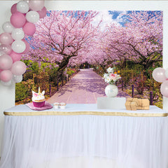 Lofaris Rosa Kirschblütenallee Hintergrund für Frühlingsfotografie, malerische Fotokulisse für romantische Porträts und Events