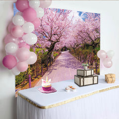 Lofaris Rosa Kirschblütenallee Hintergrund für Frühlingsfotografie, malerische Fotokulisse für romantische Porträts und Events
