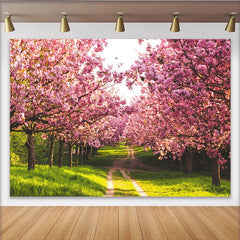 Lofaris Rosa Kirschblütenallee Hintergrund für Frühlingsfotografie, natürliche Fotokulisse für professionelle Fotoshootings