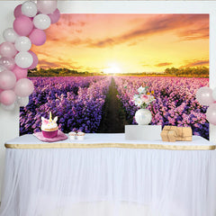 Lofaris Lila Blumenfeld Fotohintergrund mit Sonnenuntergang, wunderschöne Kulisse für professionelles Fotostudio und Dekoration