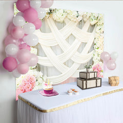 Lofaris Eleganter Hochzeitshintergrund mit weißen Blumen und rosa Rosen, wunderschöne Fotokulisse für romantische Feierlichkeiten