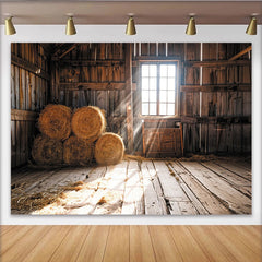 Lofaris Alte Scheune Fotohintergrund mit Heuballen und Sonnenlicht, rustikale Holzwand Kulisse für Porträt und Bauernhof Fotografie