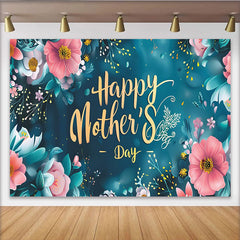 Lofaris Glücklicher Muttertags-Hintergrund mit Blumen und goldenem Text, elegante Kulisse für festliche Feiern und Fotoshootings
