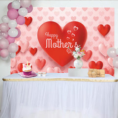 Lofaris Rosa und Roter Muttertag Hintergrund mit Herzballons, liebevolle Fotowand für festliche Familienfotos und Dekoration