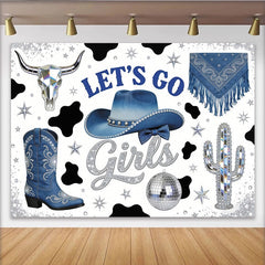 Lofaris Blauer Cowgirl-Geburtstagshintergrund für Mädchen, eine glitzernde Fotowand für Western-Partys und Fotoshootings