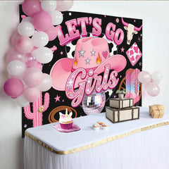 Lofaris Glitzer Pink Cowgirl-Geburtstagshintergrund für Mädchenparty, luxuriöse Western-Fotowand für Fotoshooting und Events
