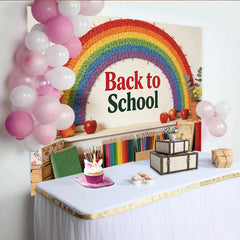 Lofaris Farbenfroher Regenbogen Schulanfang Hintergrund für Einschulung, fröhliche Lernumgebung Fotowand für Kinder und Schuldekoration