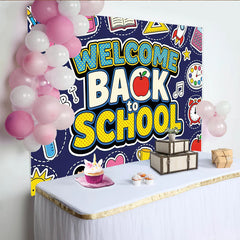 Lofaris Bunter Schulanfangshintergrund mit Welcome Back to School, farbenfrohe Fotowand für die Einschulung in der Schule