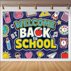 Lofaris Bunter Schulanfangshintergrund mit Welcome Back to School, farbenfrohe Fotowand für die Einschulung in der Schule