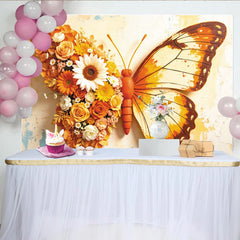 Lofaris Blumen Schmetterling Fotohintergrund mit gelben Rosen und Sonnenblumen, künstlerische Kulisse für professionelles Fotostudio