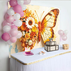 Lofaris Blumen Schmetterling Fotohintergrund mit gelben Rosen und Sonnenblumen, künstlerische Kulisse für professionelles Fotostudio
