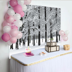 Lofaris Malerischer Winterwald Fotohintergrund mit verschneiten Bäumen, ideale Kulisse für Winterfotos und festliche Dekoration