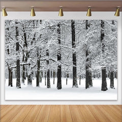 Lofaris Malerischer Winterwald Fotohintergrund mit verschneiten Bäumen, ideale Kulisse für Winterfotos und festliche Dekoration