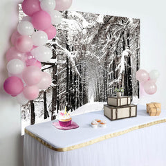 Lofaris Schneebedeckter Winterwald Hintergrund für Fotoshooting, natürliche Kulisse für Porträts und Studiofotografie