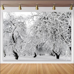 Lofaris Verschneiter Winterlandschaft Hintergrund mit Bäumen und Eis, natürliche Fotokulisse für professionelle Studiofotografie