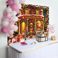 Lofaris Festlicher Weihnachts-Hintergrund mit Weihnachtsmann und Spielzeugladen, winterliche Kulisse für Fotoshootings und Dekoration