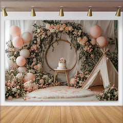 Lofaris Rosa und weiße Blumen auf Vintage-Holzfotohintergrund, rustikaler Wandteppich für Porträtfotografie und Fotostudio