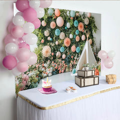 Lofaris Verträumter Garten Fotohintergrund mit Pastellfarben und Tipi-Zelt, üppige Kulisse für Baby- und Kinderfotoshootings