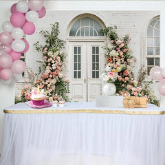 Lofaris Eleganter Hochzeits-Blumenbogenhintergrund mit Rosen und Grün, stilvolle Kulisse für Verlobung und professionelle Fotografie