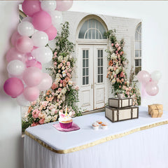 Lofaris Eleganter Hochzeits-Blumenbogenhintergrund mit Rosen und Grün, stilvolle Kulisse für Verlobung und professionelle Fotografie