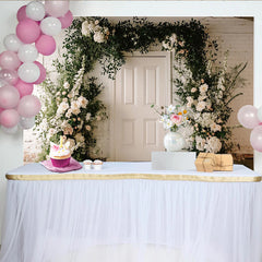 Lofaris Floraler Bogen Hochzeitsfotohintergrund mit weißen Blumen, natürliche Kulisse für Fotoshooting und Eventdekoration
