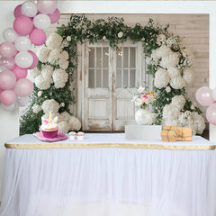 Lofaris Rustikaler Hochzeits-Blumenbogen-Hintergrund mit weißen Blüten, elegante Fotokulisse für Verlobung und professionelle Fotos