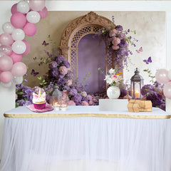 Lofaris Eleganter Blumenbogen-Fotohintergrund mit lila Hortensien, romantische Kulisse für Hochzeiten und Fotoshootings