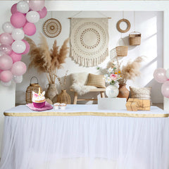 Lofaris Boho Fotohintergrund mit Pampasgras, Makramee und Rattan, natürliche Kulisse für professionelle Fotoshootings und Studio-Dekoration