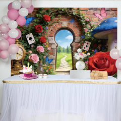 Lofaris Märchengarten Kulisse mit Torbogen Rosen Schmetterlingen, wunderschöne Fotowand für Kinderpartys und Fotoshootings
