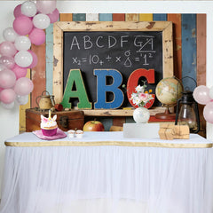 Lofaris Vintage Schul-Fotohintergrund mit ABC Buchstaben und Schultafel, rustikale Kulisse für Kinderporträts und Klassenzimmer-Dekoration