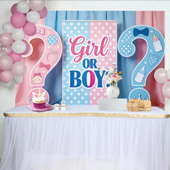 Lofaris Rosa und Blau Geschlechtsenthüllung Babyparty Hintergrund mit Fragezeichen, niedliche Fotokulisse für Babyparty Dekoration