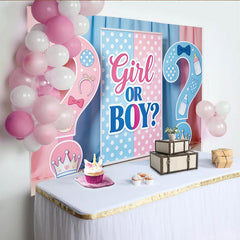 Lofaris Rosa und Blau Geschlechtsenthüllung Babyparty Hintergrund mit Fragezeichen, niedliche Fotokulisse für Babyparty Dekoration