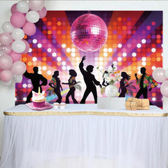 Lofaris Bunter Retro Disco Party Fotohintergrund mit Discokugel, lebendige Kulisse für Tanzabende und Fotoshootings