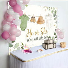 Lofaris Eukalyptus Geschlechtsenthüllungs-Hintergrund für Babyparty, mit Goldglitzer und Sternen, süße Fotokulisse für Baby-Events