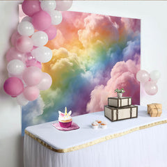 Lofaris Regenbogenwolken Fotohintergrund mit sanften Pastellfarben und weichen Wolken, verträumte Kulisse für Kinderporträts