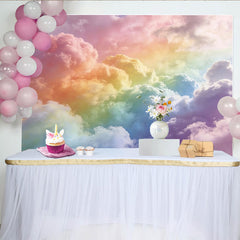 Lofaris Sanfter Regenbogenwolken Hintergrund für verträumte Fotoshootings, pastellfarbene Himmels Kulisse für Babyparty und Kinderporträts