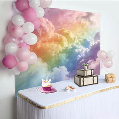 Lofaris Sanfter Regenbogenwolken Hintergrund für verträumte Fotoshootings, pastellfarbene Himmels Kulisse für Babyparty und Kinderporträts