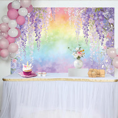 Lofaris Aquarell Glyzinien Regenbogen Fotohintergrund mit zarten Blüten, verträumte Kulisse für Porträts und Frühlings-Events