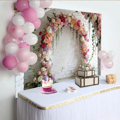 Lofaris Romantischer Blumenbogen Hochzeitsfotohintergrund mit bunten Rosen, elegante Kulisse für Verlobung und Fotoshootings