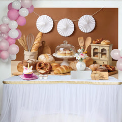 Lofaris Rustikaler Bäckerei Hintergrund mit Brot Brezeln und Kuchen, Küchen-Fotowand für Food-Fotografie Fotoshooting