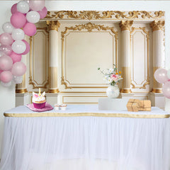 Lofaris Luxuriöser Barock Säulen Hintergrund mit goldenen Verzierungen, elegante Kulisse für professionelle Porträtfotografie und Events