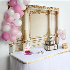 Lofaris Luxuriöser Barock Säulen Hintergrund mit goldenen Verzierungen, elegante Kulisse für professionelle Porträtfotografie und Events