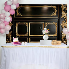 Lofaris Schwarzer goldener Barock Fotohintergrund mit eleganten Schnitzereien, luxuriöse Kulisse für Fotostudios und elegante Events