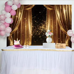 Lofaris Goldener Vorhang Fotohintergrund mit funkelnden Lichtern, elegante Kulisse für professionelles Fotostudio und festliche Anlässe