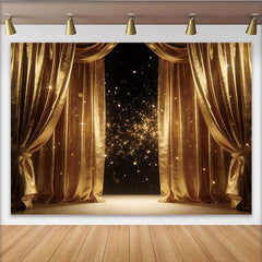 Lofaris Goldener Vorhang Fotohintergrund mit funkelnden Lichtern, elegante Kulisse für professionelles Fotostudio und festliche Anlässe