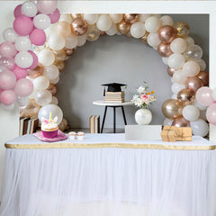 Lofaris Eleganter Roségold Gold Abschlussfeierhintergrund mit Ballonbogen, stilvolle Fotowand für Absolventen und Partydekoration