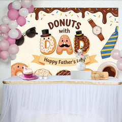 Lofaris Bunter Donut Vatertagshintergrund mit Papa-Motiv und Streuseln, süße Fotowand für Familienfeier oder Fotoshooting