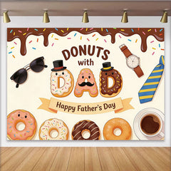 Lofaris Bunter Donut Vatertagshintergrund mit Papa-Motiv und Streuseln, süße Fotowand für Familienfeier oder Fotoshooting