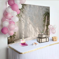 Lofaris Natürlicher Fotohintergrund mit grünen Pflanzen und weißen Blumen, eleganter Studiohintergrund für Porträts